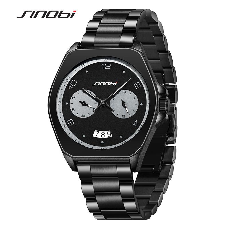 Sinobi Men s Waterproof Quartz Watch with Stainless Steel Strap and Multifunctional Calendar, Model 9919.