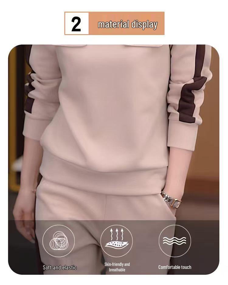 2024 Women's Slim Fit Sports Suit: Fashionable Spring & Autumn Casual Two-Piece Long-Sleeve Sweater Set