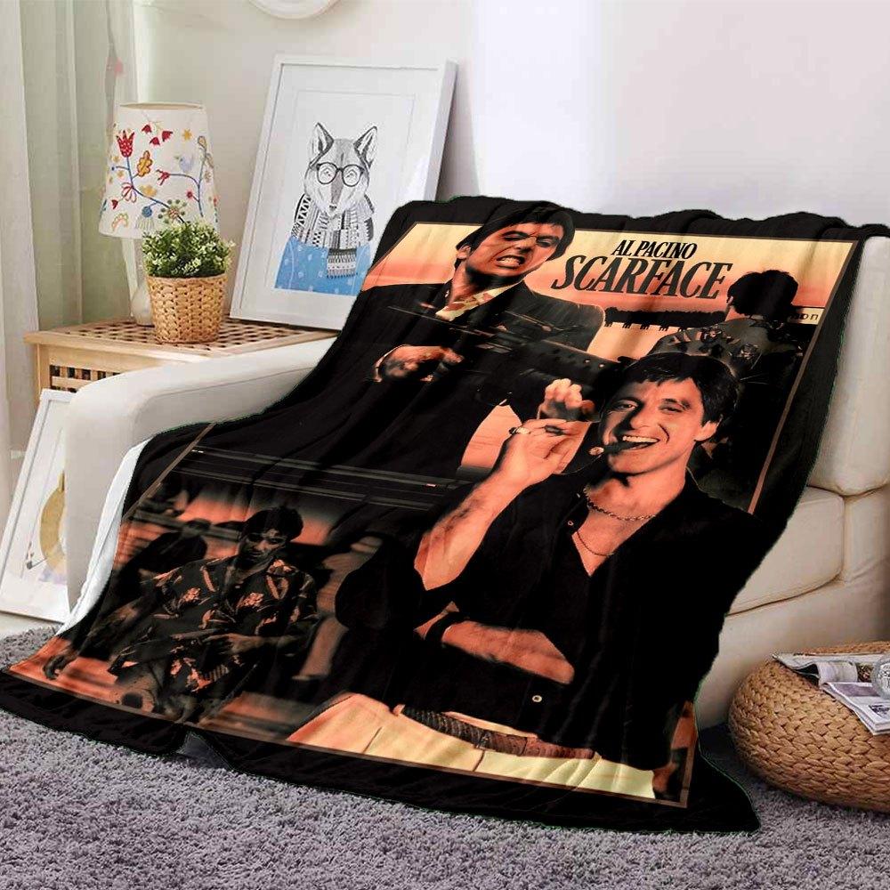 

1pc Scarface-Inspired Flannel Blanket - Soft Cozy All-Season Throw for Bedroom, Sofa, Camping, Travel - Perfect Gift for Movie FansB91 80cmx120cm(31inx47in)