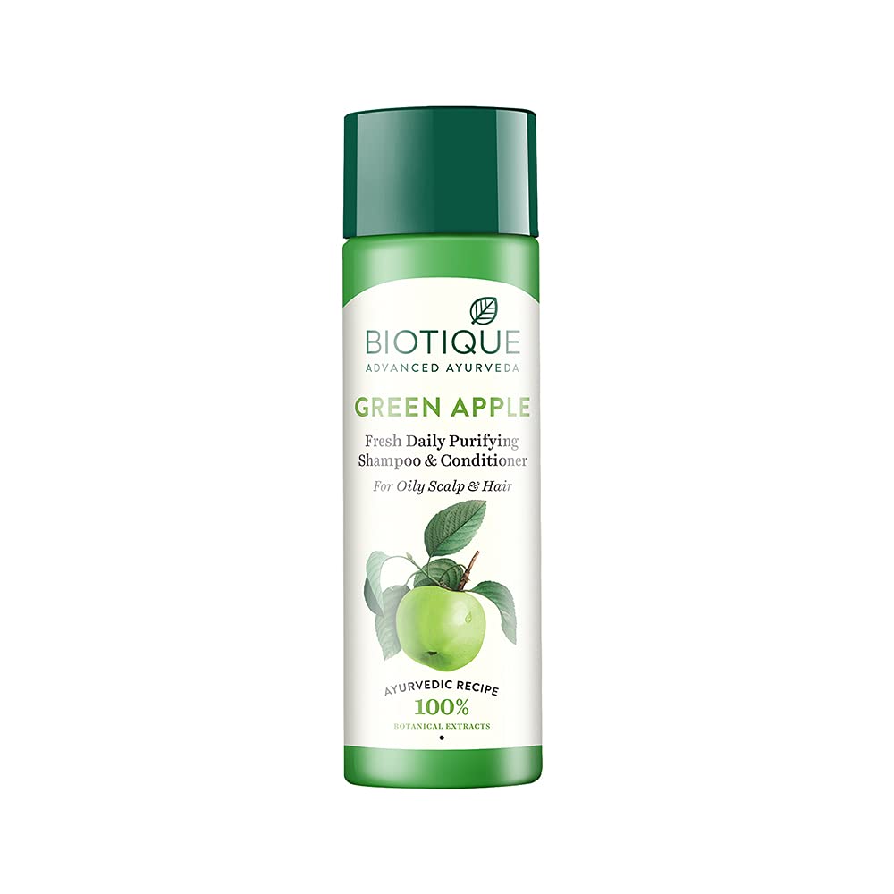 Biotique Green Apple Shampoo And Conditioner 190ml For Shiny Soft Hair With Botanical Extracts And Scalp Nourishment