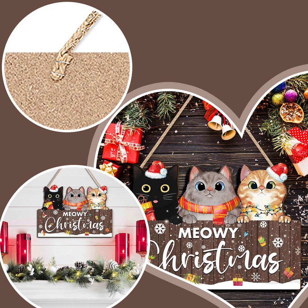 Christmas Wooden Hanging Ornament Crafted With A Smooth Cute Cat Christmas Pendant Festive Xmas Tree Decoration