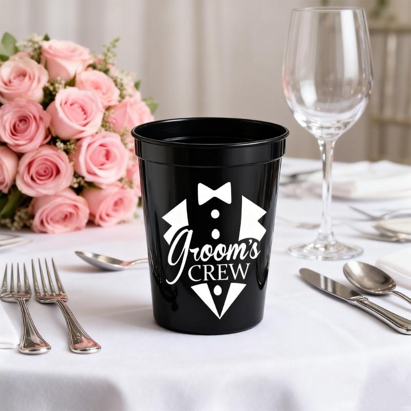 Reusable Grooms To Be Plastic Cups Tumblers Large Capacity Drinking Cups Set for Wedding Reception Decoration 5Pcs