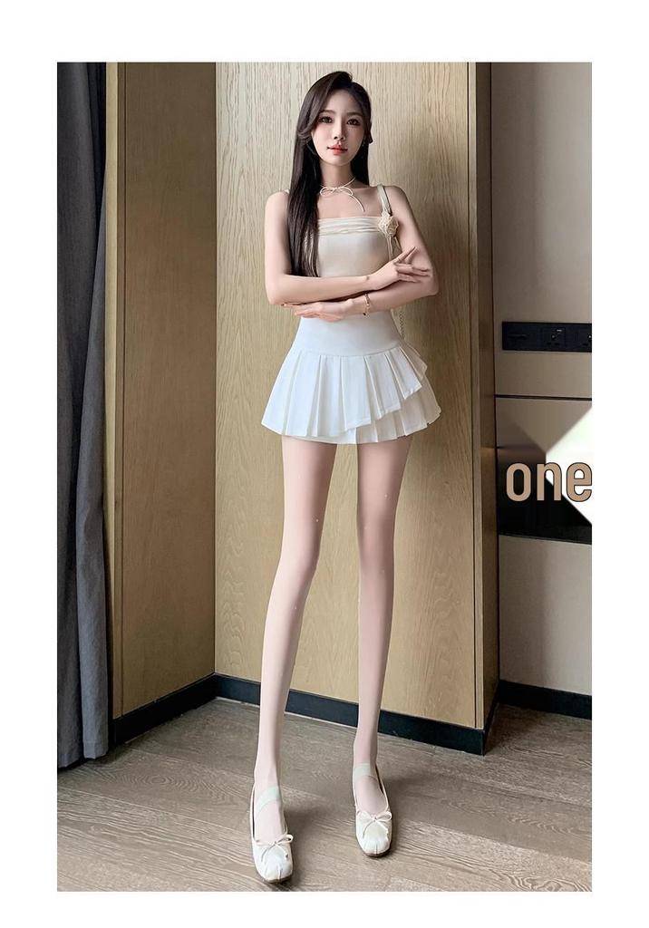 Women's High-Waist Pleated A-Line Skirt - School Style, Spring/Summer