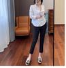 Women's Pure Cotton White Long Sleeve Casual Shirt - Loose Fit for Spring and Autumn