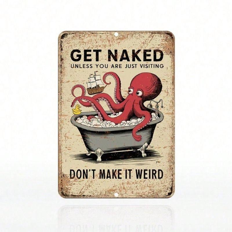 Funny Warning Sign Metal Poster for Toilet Wall Retro