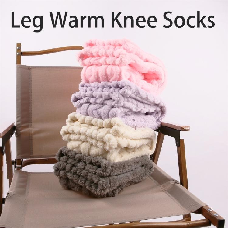 Womens Over Knee Fuzzy Stockings Cable Pattern Furry Fleece Thigh High Long Socks Winter Leg Warmer Slipper Stockings