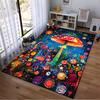 Colorful Mushroom and Floral Carpet, Psychedelic Art Style Design Suitable for use as an anti-slip for living room bedroom sofas