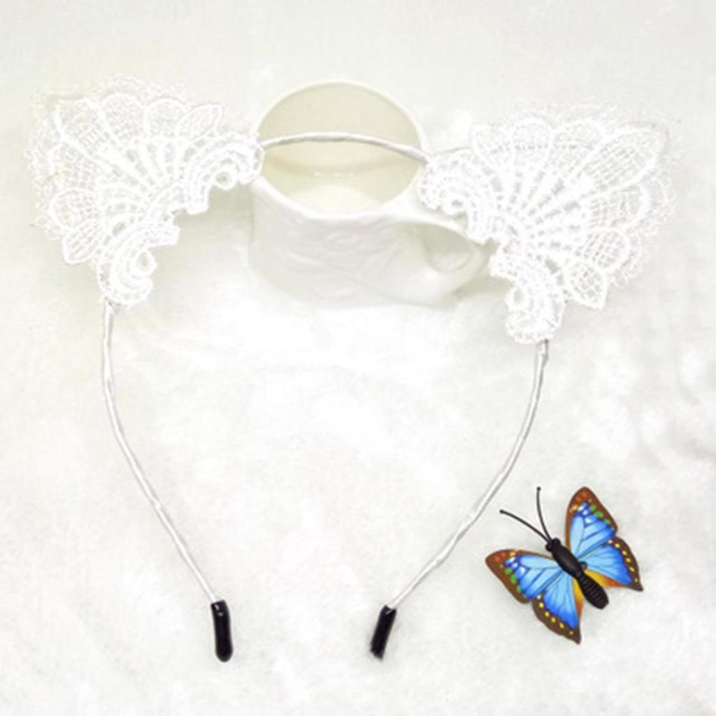 Flickor Barn Söta Svarta Kattöron Huvudbonad Fest Spets Hår Huvudband Hårband