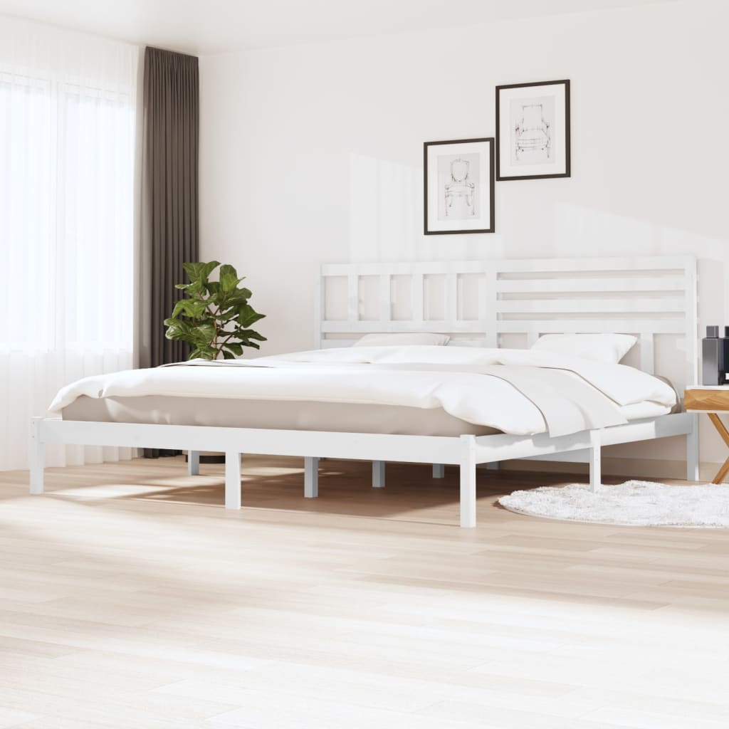 Solid Wood Bed White Pine 200x200 cm