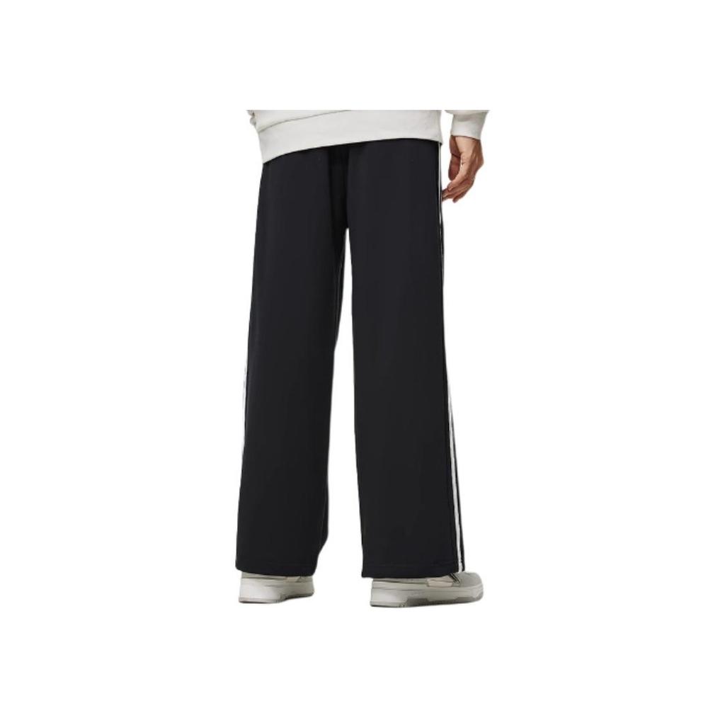 Li Ning Sports Lifestyle Series Logo Casual Straight Leg Knitted Sports Pants Unisex Pants Black AKLU867-1