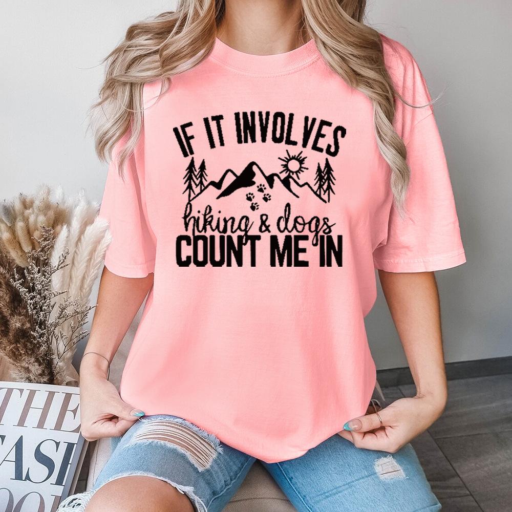 

Letters Printing Cotton T-Shirt Short Sleeve Round Neck Women 2d Print Tops 3XL