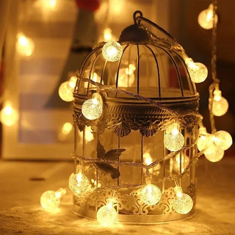 LED Crystal Ball & Small Round Ball String Lights Waterproof Fairy String Lights Decorations for Indoor Party Wedding Christmas Tree Patio Decor