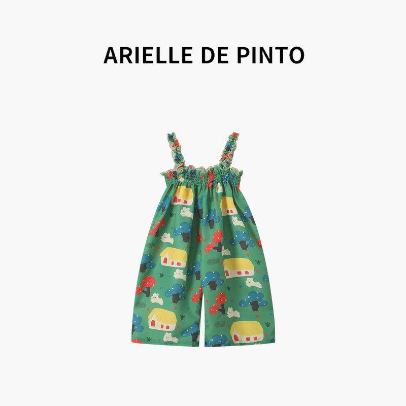 French Arielle De Pinto Children s Clothing Girls Suspenders Overalls Fashionable New Style Children s Pants Trendy Green 110cm