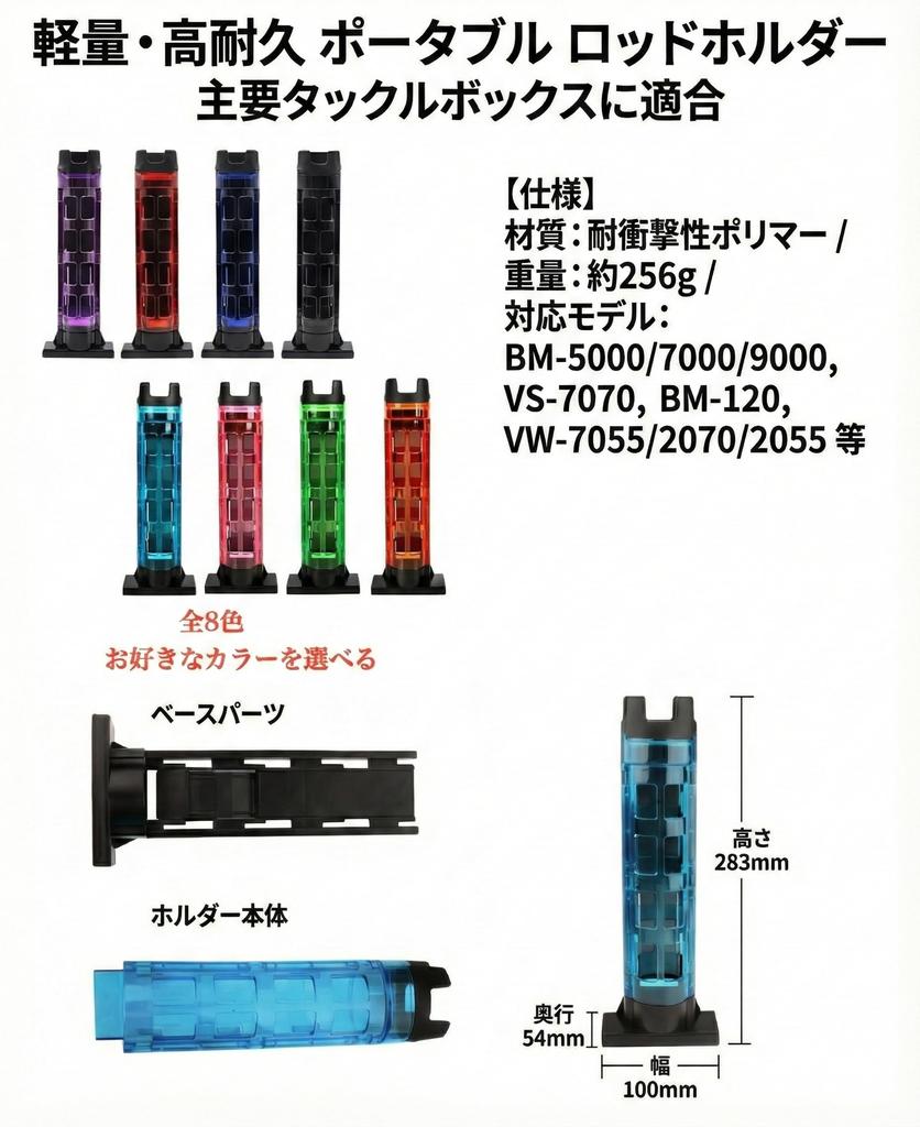 Set of 2 Rod Holders for Meiho Bucket Mouth and Daiwa Tackle Boxes, Compatible with Rod Stands and Fishing Rods (Purple)