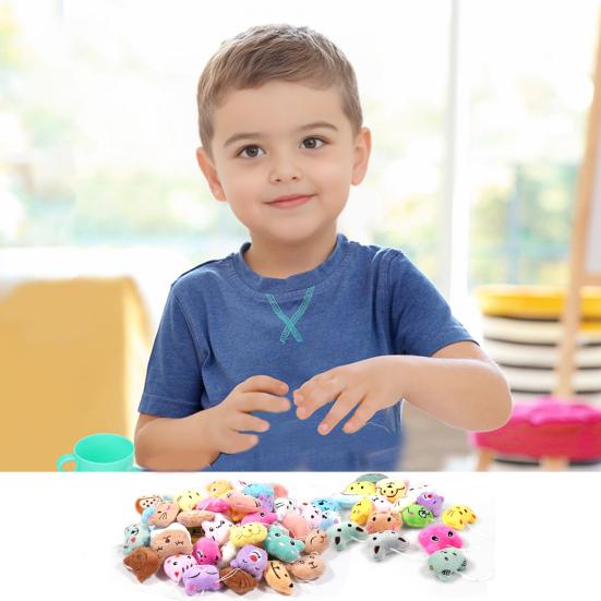 50Pcs Mini Stuffed Animals Keychain Claw Machine Toys Carnival Goodie Bags Easter Birthday Gifts for Kids