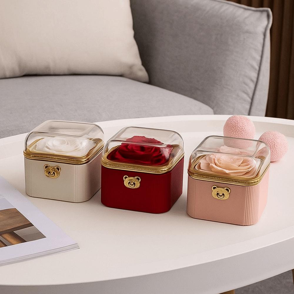 Cute Rotating Rose Box Romantic Surprise Jewelry Storage Box Necklace Storage Case  Mother's Day