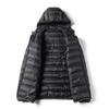 Men Down Padded Jacket Lightweight Spring Puffer Coat Light Autumn White Duck Hood Outerwear