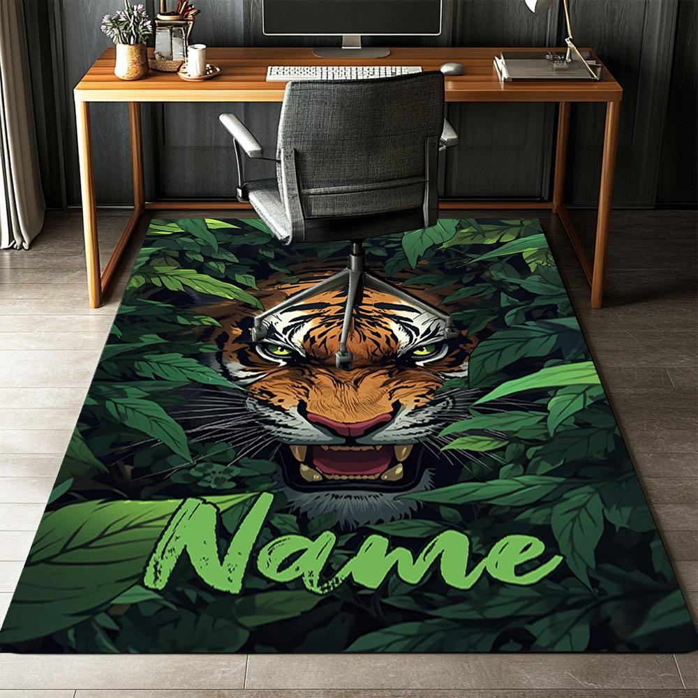 Custom Name Tiger Printed Carpet,Rug for Office Chair Living Room Bedroom Kitchen Room Decor Gifts.