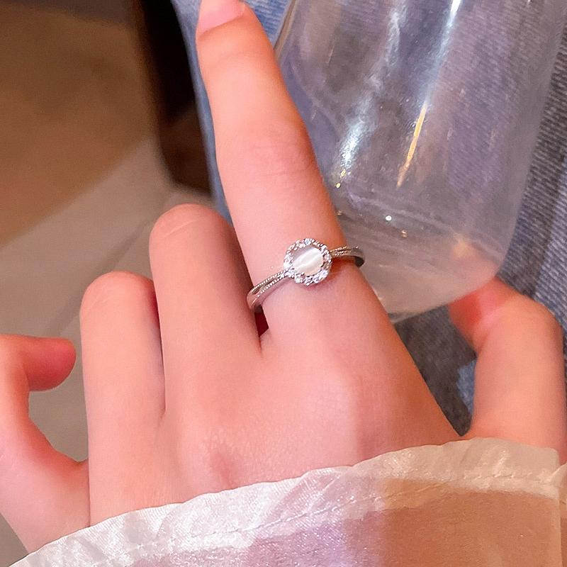 

Light Luxury Round Stone Index Finger Rings for Women Girls New Trendy Versatile Micro Adjustable Rings Birthday Jewelry Gifts