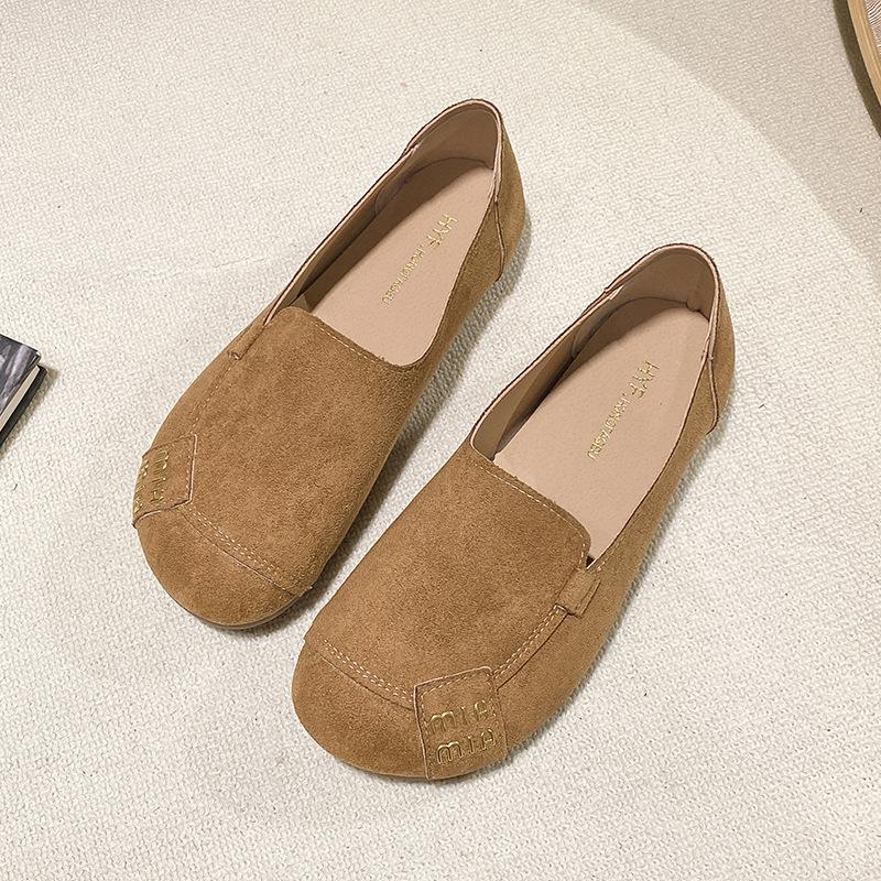 

Retro round head Boken shoes 2025 new matte non-slip beanie shoes casual soft sole women s one-pedal flat shoes women 40 коричневий