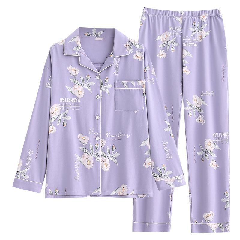 Pajamas Women'S Pure Cotton Long-Sleeved Women'S Mid-Autumn And Winter Thin Loungewear