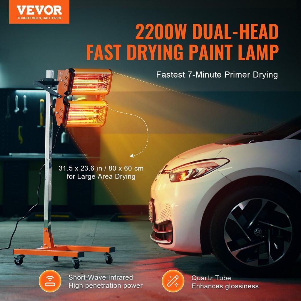 2200W High Power Infrared Paint Curing Lamp for Auto Drying Body Heating