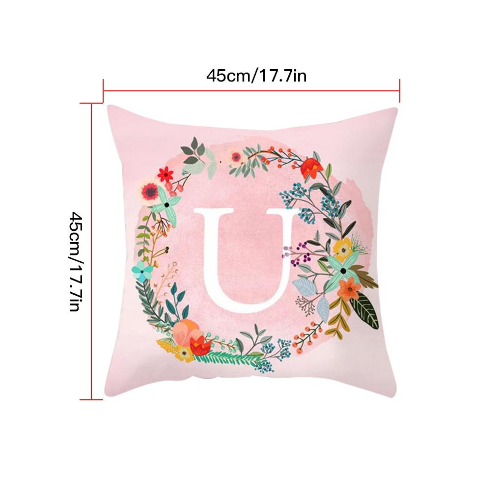Pillowcase Alphabet Design Printed Pattern Pillow Cover Home Office Sofa Cushion Case