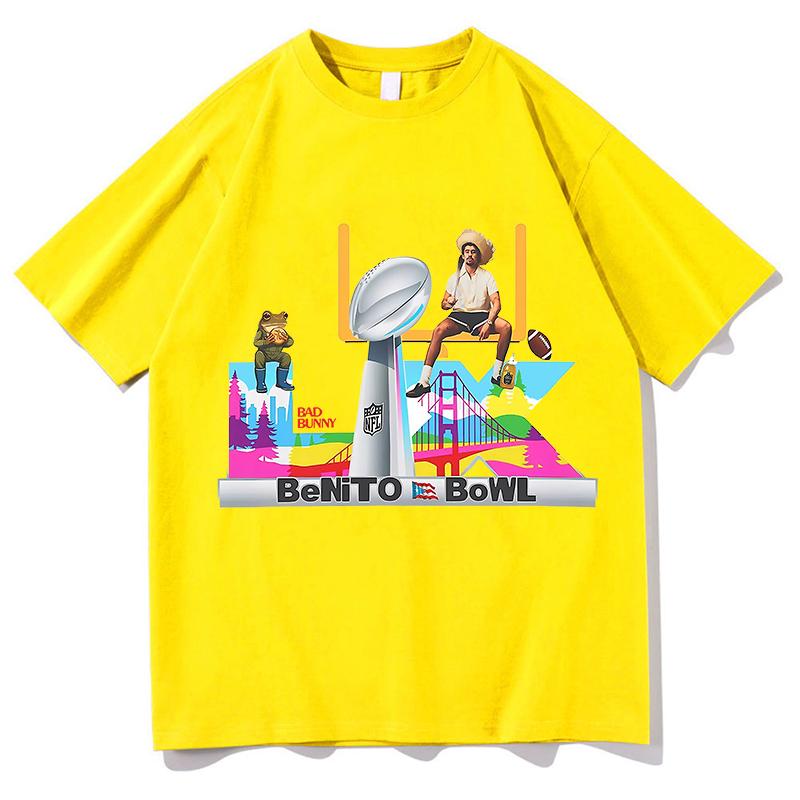 Bad Bunny Super Bowl Tshirt Hip Hop Unisex Streetwear Classic Short Sleeve Pure Cotton Fashion Aesthetic Casual TShirt Clothes