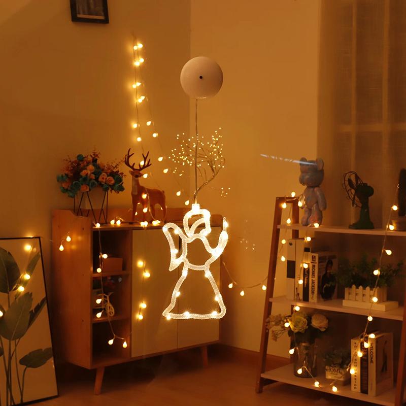 Christmas Window Hanging LED Light Suction Cup Stars Snowflake Bell Decoration Shop Window Glass Atmosphere Scene Christmas Eve