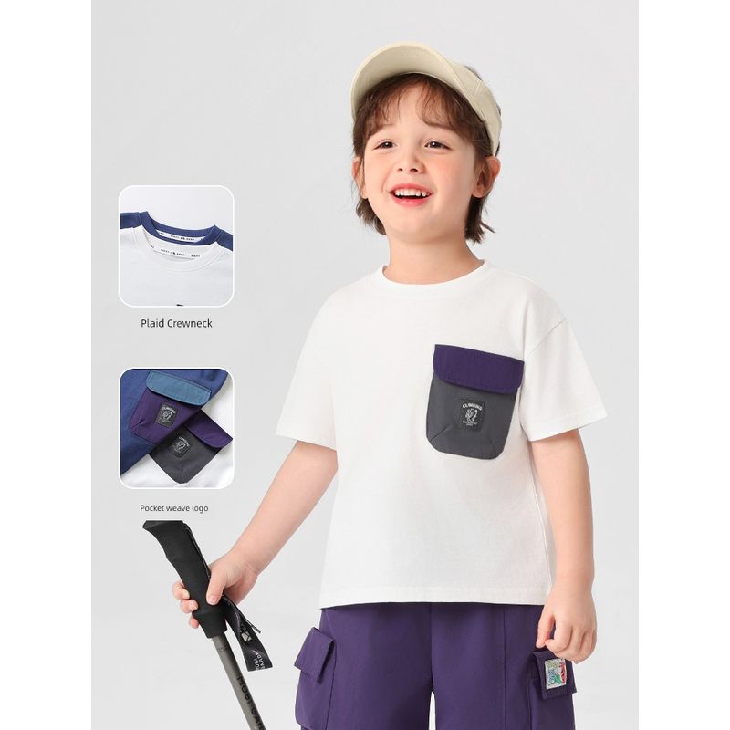 Boy's Short-Sleeved T-shirt Summer Wear Summer Children's Clothing Kids Baby Toddler White Top Half Sleeve Summer Thin