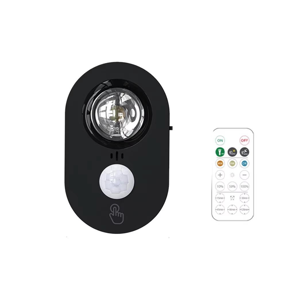 

USB Rechargeable Human Body Sensing Night Light Remote Control 3000K-6000K Intelligent LED Lamp Motion Sensor Human Body Sensor чорний