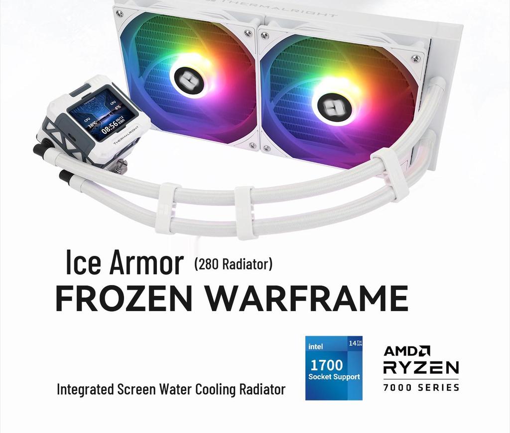 Thermalright Frozen Warframe 280 Ice Armor ARGB White Water Cooler with IPS LCD Display