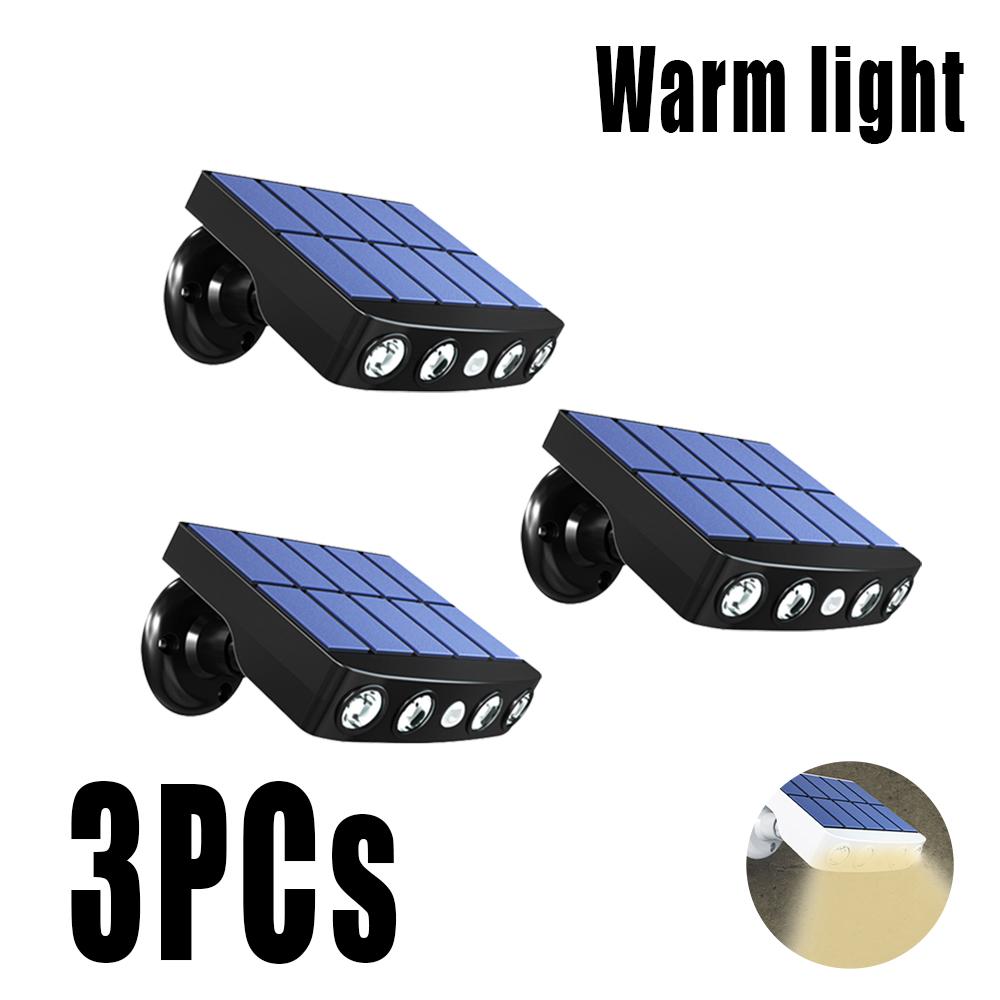 1-4PC solenergi LED-lys utendørs bevegelsessensor dekorasjon overvåkingslys balkong vanntett spotlight 4LED solar hagebelysning