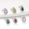 Exquisite Teardrop Micro Paved Zircon Stud Earrings Minimalist Light Luxury Fashion Versatile Women Jewelry