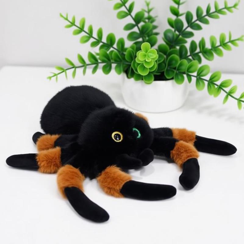 4-Eyed Spider Plush Toy Lifelike Tarantula Black Widow Spider Doll Soft Poisonous Insect Stuffed Toy Boys Birthday Gifts