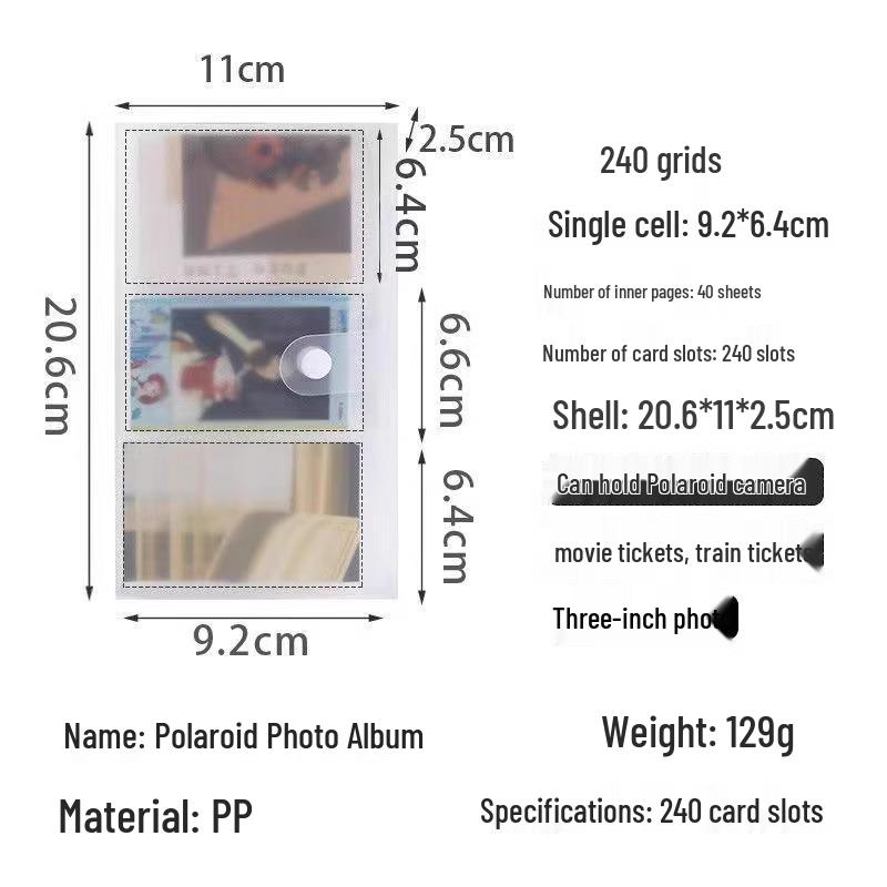 3-Inch Polaroid Photo Album for Photos, Postcards, Stickers, Movie Tickets, and Cards.