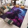 1pc, Vintage Japanese Samurai Pattern Print Rug Under Cherry Blossoms, Machine Washable, for Living Room, Bedroom, Outdoor Patio
