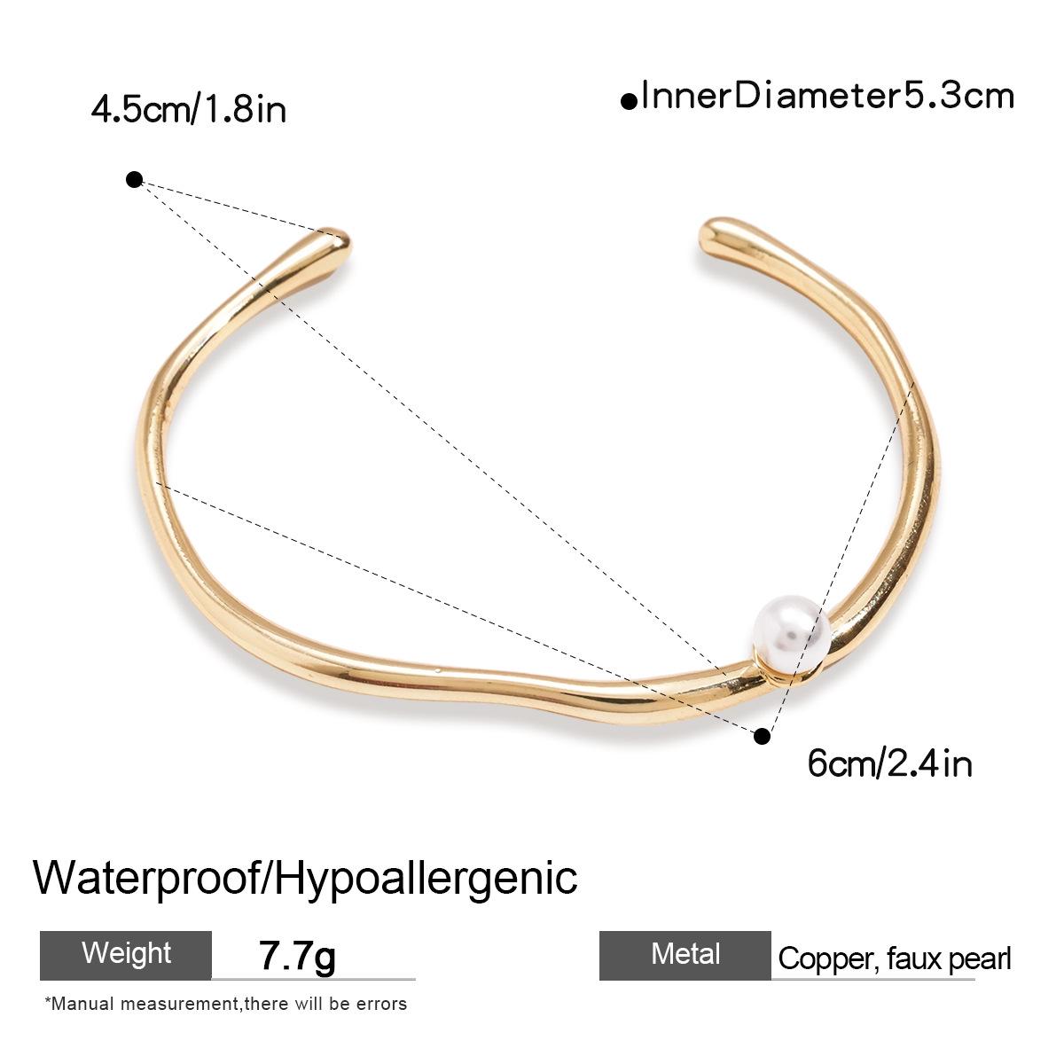 

18k Real Gold Plated Pearl Bracelet - European & American Chic, Light Luxury High-end Bangle Jewelry