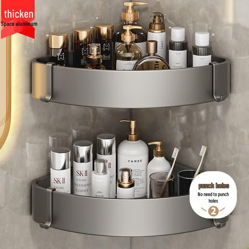 Space Aluminum No-Drill Corner Shower Caddy