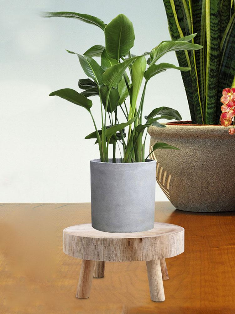 Wooden Flower Stand Stool Round Wooden Riser with 2.4in Leg Height Unpainted Finish S