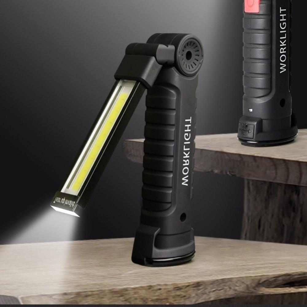 Dimmable LED Flashlight USB Rechargeable Inspection Lamp with Magnetic Hook COB LED Work Light BBQ