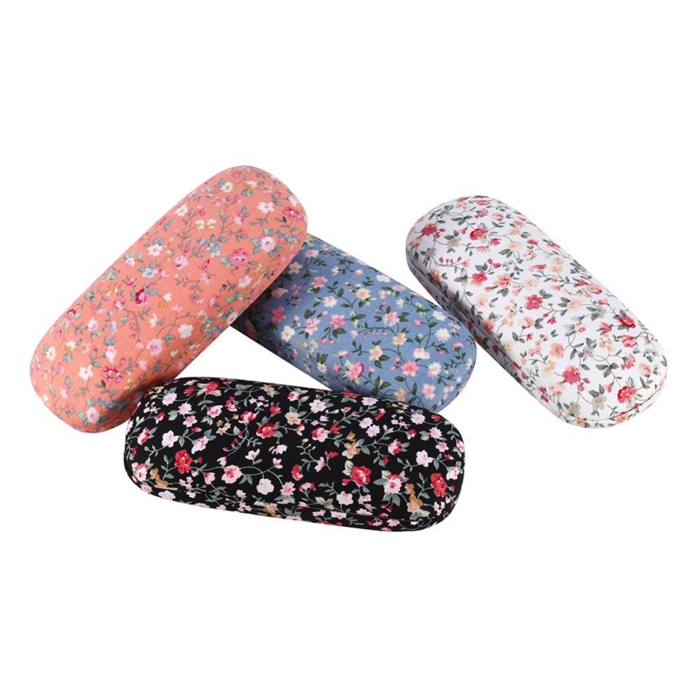 Floral Hard Shell Glasses Case Floral Printed Portable Eyeglasses Case Cloth Retro Eyewear Protector Daily Use