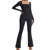 European and American Kardashian Style Yoga Bodysuit Long Sleeves One-Piece Yoga Clothes with Chest Pad Horn Tight One-Piece