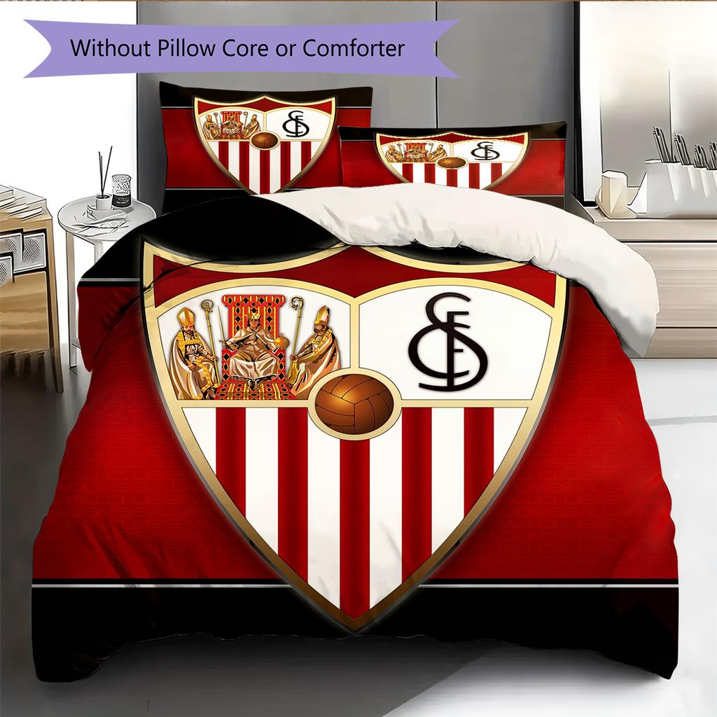 Sevilla FC Patrón Juego de Ropa de Cama Colcha Decoración del Hogar Regalo (1 funda nórdica + 2 fundas de almohada sin relleno.)