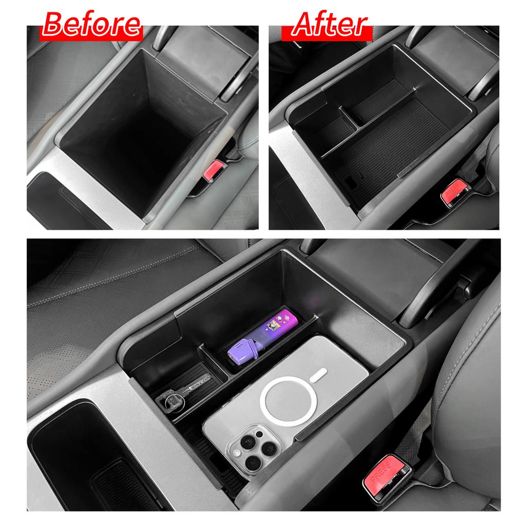 Smabee for BYD ATTO3 EVO Version 2025 2026 Center Armrest Box Car Storage Box Accessories Organizer Tidying Tray ABS Black
