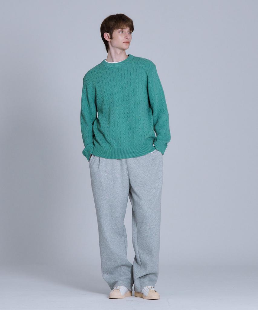 BASIC HOUSE Cable Round Neck Knit Mint Lykt7101 (Type B)