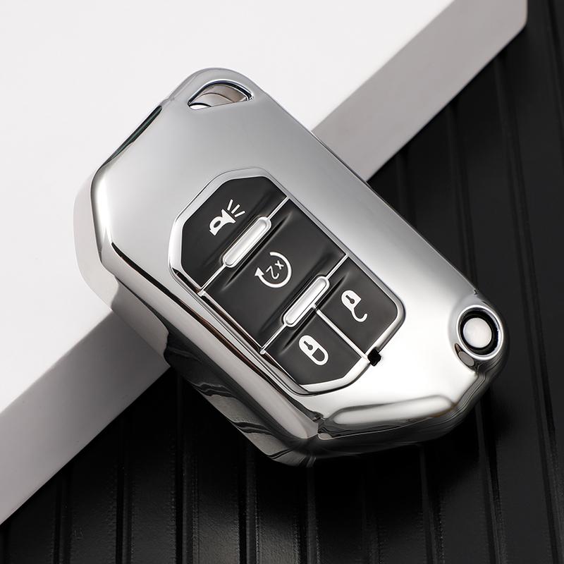 CLW1 Soft TPU Key Shell Fob Holder Cover Remote Protector Case for Jeep Wrangler JL TJ Gladiator JT 2018 2019 Keychain Protector
