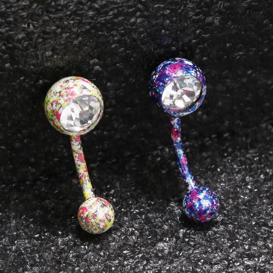 Kroppspiercingsmykker Krystall Rhinestone Blomsterhengende Knapp Mage Navlepiercing Bar