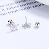 Minimalist Star Stud Earrings With Zircon Flower Detail Sterling Screw Back Women