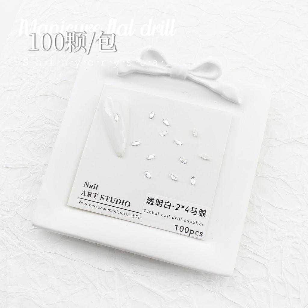 Nail Art White Flat Bottom Special-Shaped Diamond Size Mini Water Drop Love Square Transparent Diamond Jewelry White Rectangular Diamond